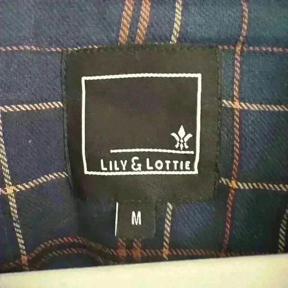NWT Lily & Lottie Women’s Beau Plaid Flannel Navy, Teal & Mustard Size Medium - Picture 3 of 4